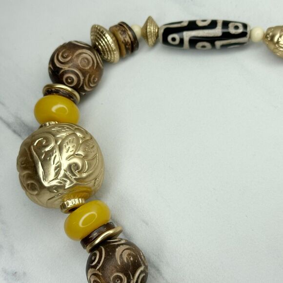 Chico's Collectibles Chunky Beaded Gold Tone Statement Necklace ✨ - Picture 2 of 12